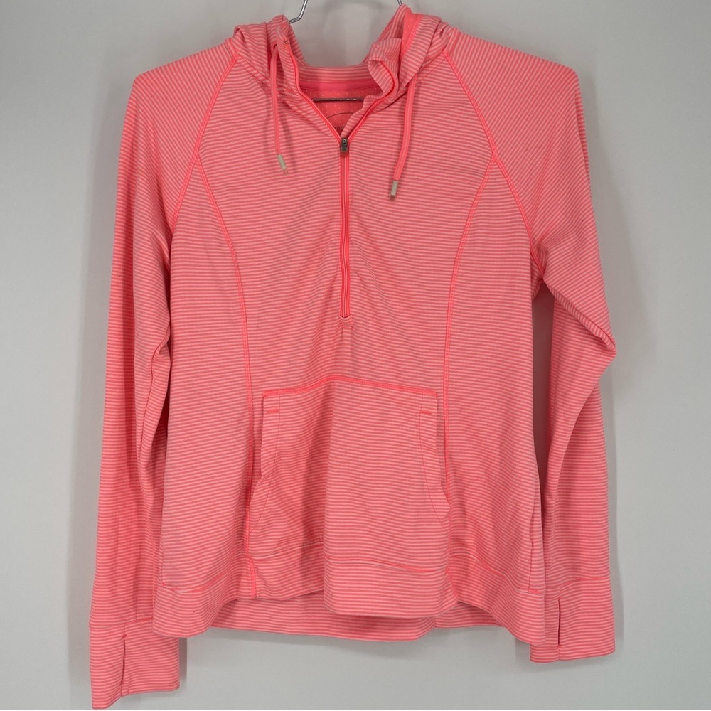 Tangerine striped orange hooded zip jacket